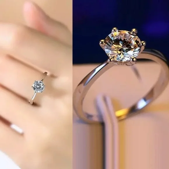 925 STERLING SILVER DIAMOND ENGAGEMENT RING - Picture 2 of 5